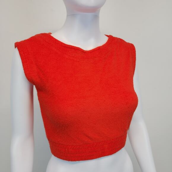 Simon Miller Muda Terry Crop Tank Top Size S Red Sleeveless Luxe Cali Colorful - Picture 1 of 16
